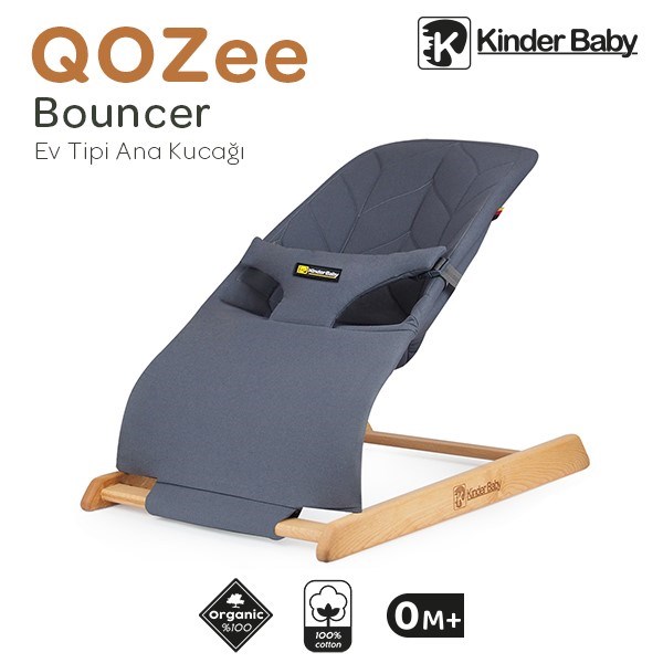 Kinder Baby Qozee Ev Tipi Ahşap Ana Kucağı Gri 