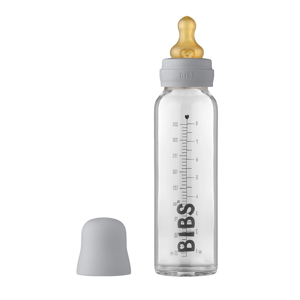 Bibs Baby Glass Bottle Copmlete Set Cloud 225 ml Gri