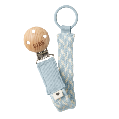 Bibs Paci Braid Baby Blue - Ivory Emzik Askısı 