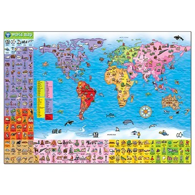 Orchard World Map Puzzle ve Poster 5-10 Yaş + Orjinal