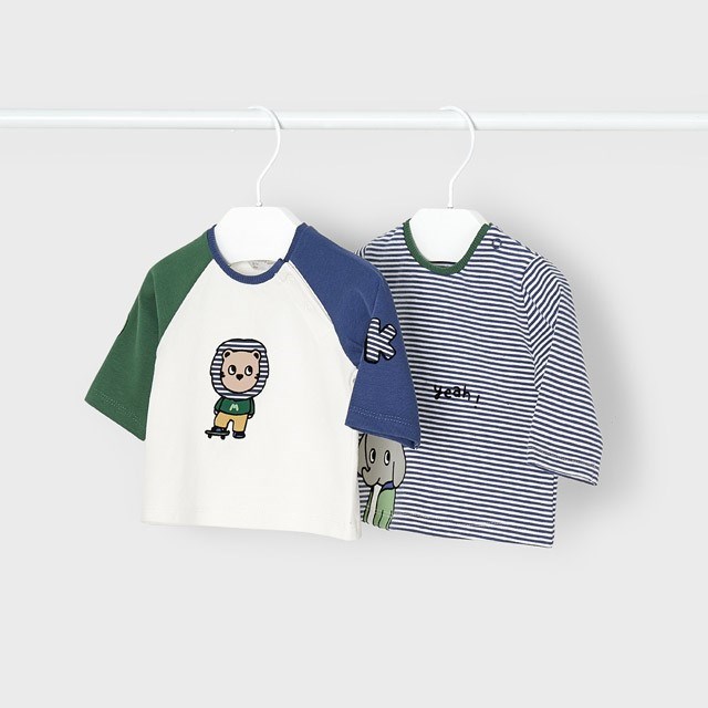 Mayoral Kışlık Erkek Bebek Uzun Kol S-shirt 2'li Set Koyu Mavi