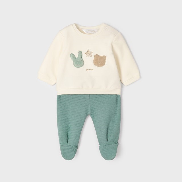 Mayoral Kışlık Erkek Bebek Patikli Pantolon S-shirt Set Yeşil