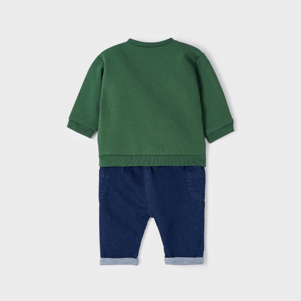 Mayoral Kışlık Erkek Bebek S-shirt Pantolon 2'li Set Yeşil