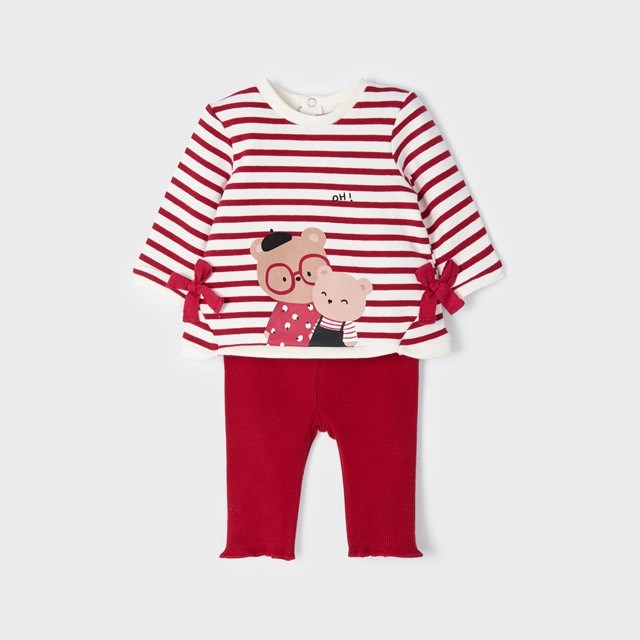 Mayoral Kışlık Kız Bebek S-shirt Tayt Set Kırmızı