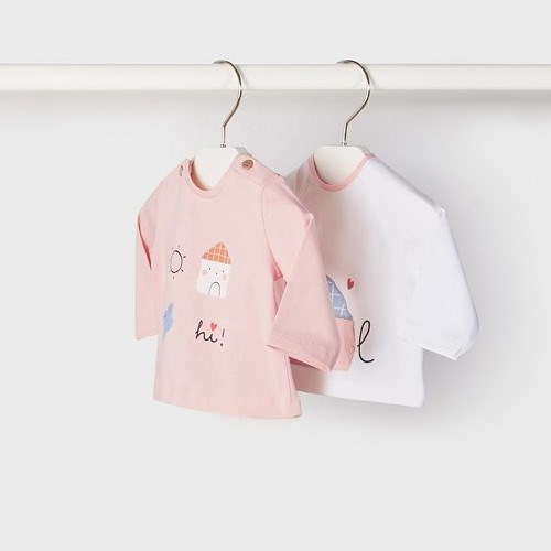 Mayoral Yazlık Kız Bebek Uzun Kol T-shirt 2'li Set Pembe