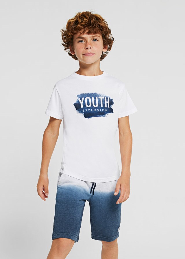 Mayoral Yazlık Erkek Kısa Kol T-shirt Bermuda 2'li Set Beyaz