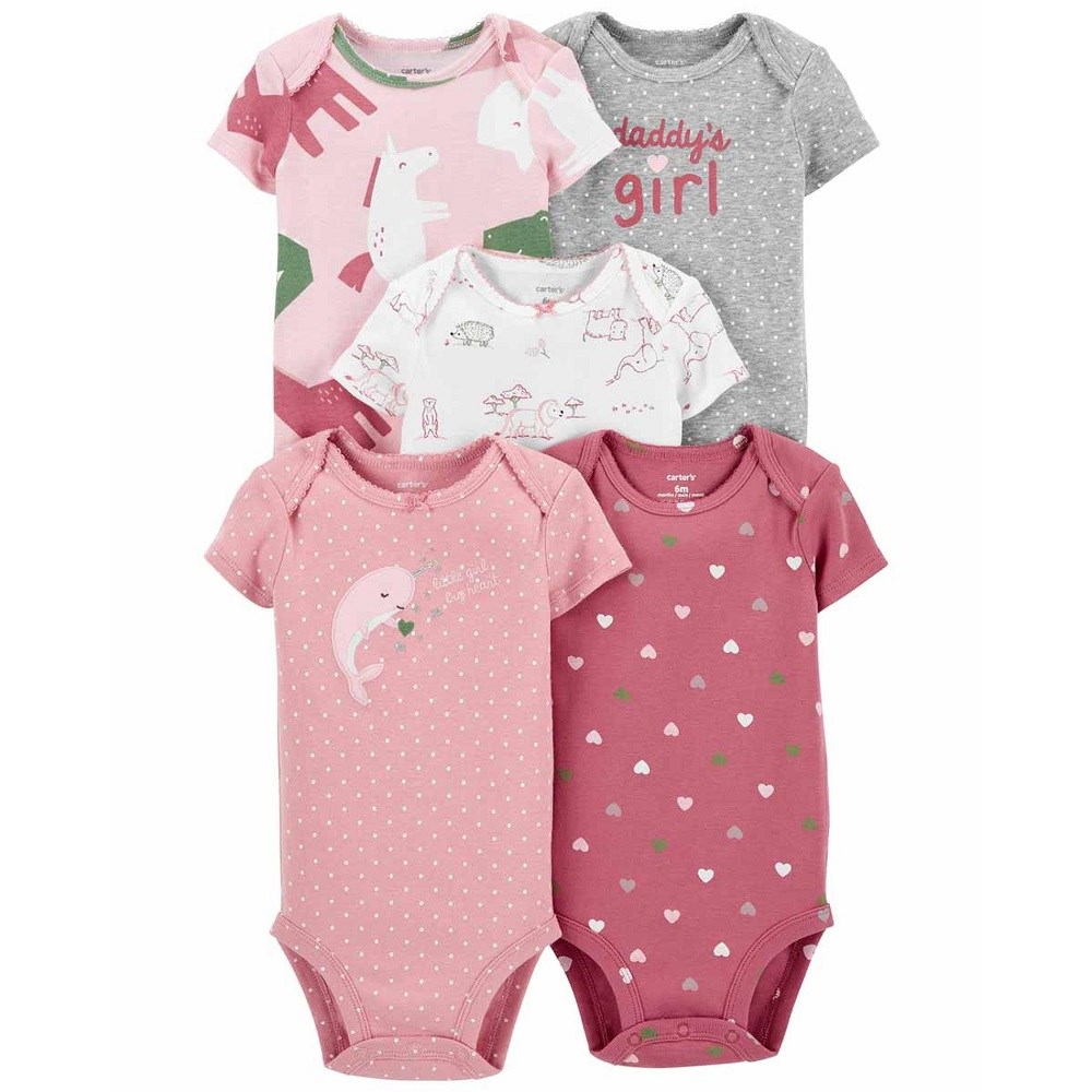 Carter's Yazlık Kız Bebek 5'li Body Set Pembe