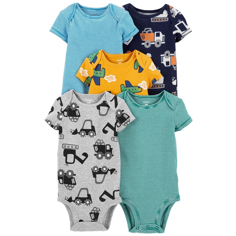 Carter's Yazlık Erkek Bebek Kısa Kol Body 5'li Set Gri