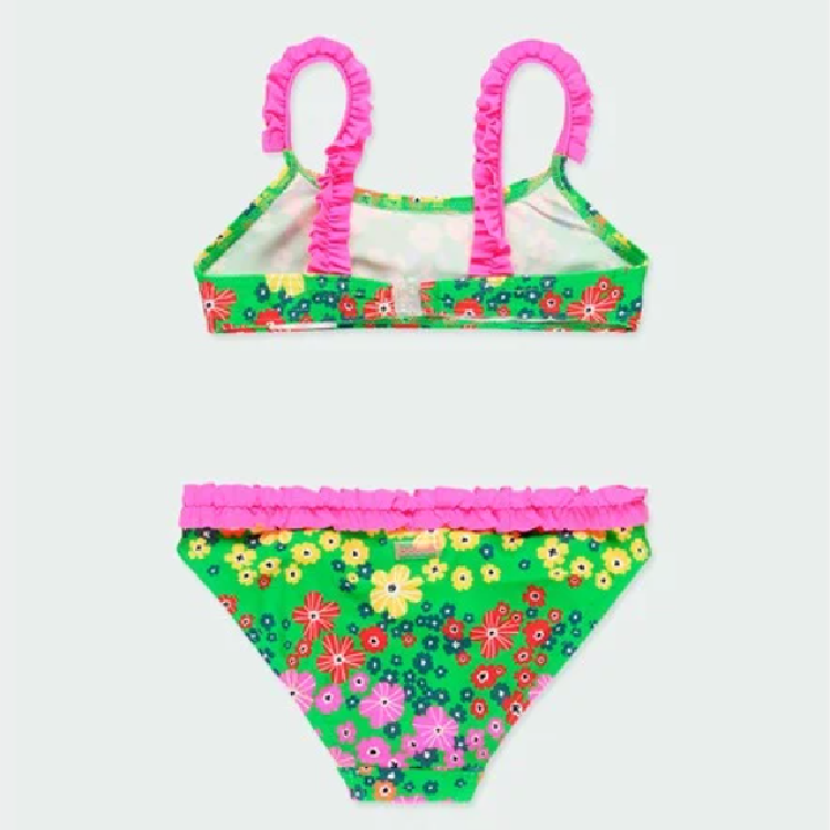 Boboli Yazlık Kız Çocuk Çiçek Desenli Bikini Yeşil