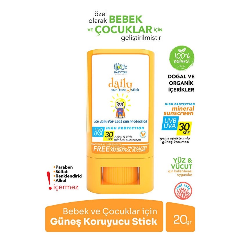 Babyton Bebek ve Çocuklar için Güneş Koruyucu Stick 30 Spf 