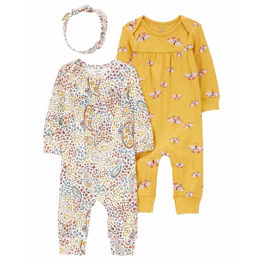 Carter's Layette Kız Bebek Tulumlu Set Sarı