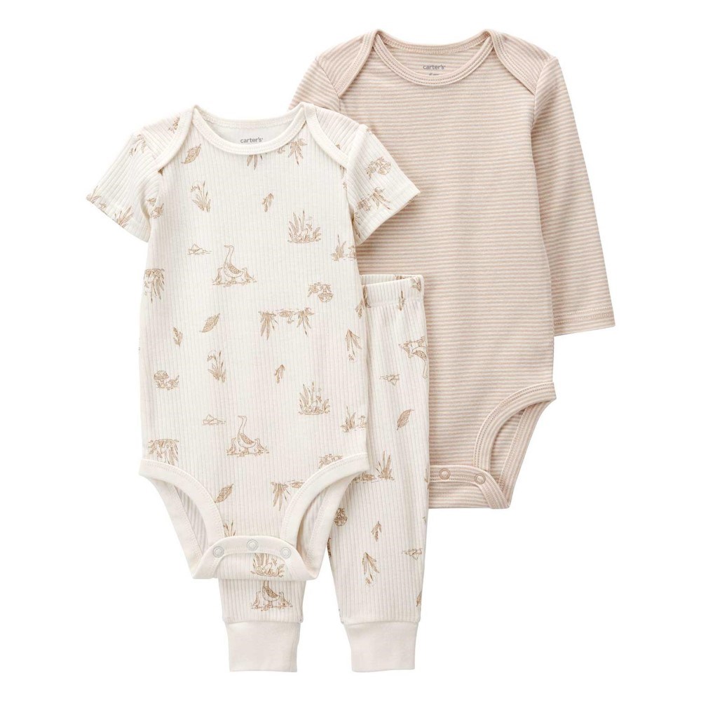 Carter's Kışlık Layette Bebek 3'lü Alt Üst Set Beyaz