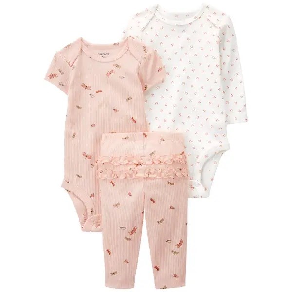 Carter's Kışlık Layette Kız Bebek 3'lü Alt Üst Set Pembe