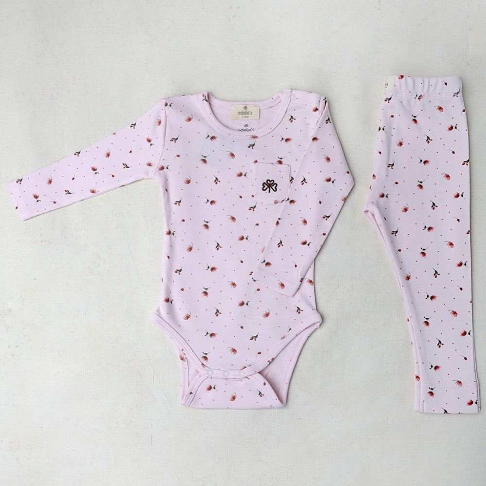 Adelie's Organik Pamuklu Uzun Kollu Pijama Takımı Pembe