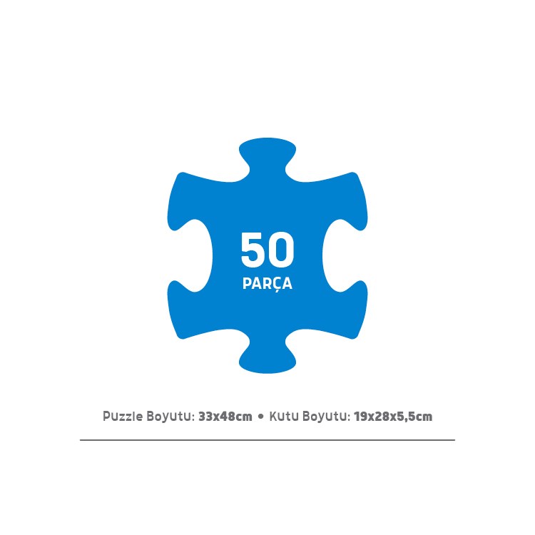 Blue Focus 50 Parça Puzzle Sea Animals- Deniz Hayvanları 