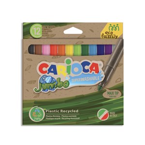 Carioca Ecofamily Jumbo Süper Yıkanabilir Keçeli Boya Kalemi 12'li