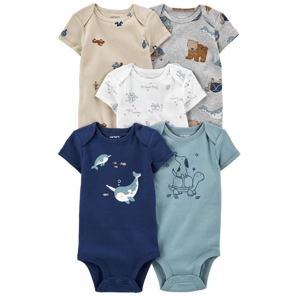 Carter's Erkek Bebek Kısa Kol Body 5'li Set Koyu Mavi