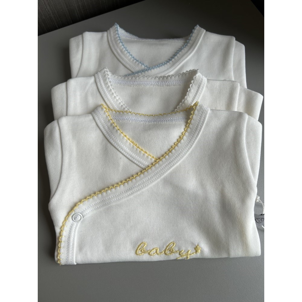 Mayys Baby Organik Unisex Uzun Kollu Zarf Zıbın 3'lü Set Beyaz