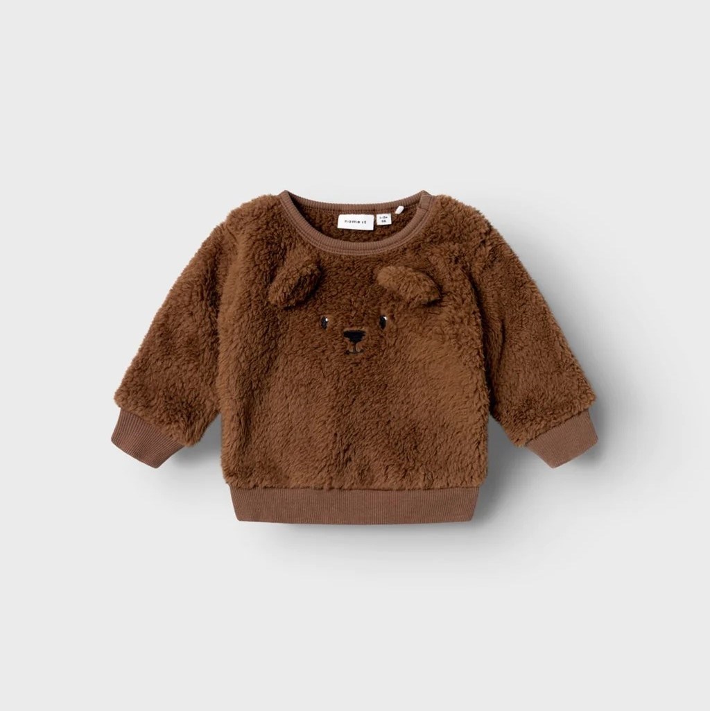 Name It Kışlık Erkek Bebek Peluş Sweat Kahverengi 