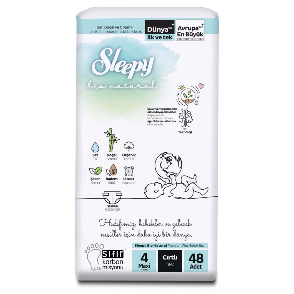 Sleepy Bio Natural No:4 Maxi Bebek Bezi 48 Adet 