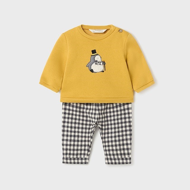 Mayoral Kışlık Erkek Bebek S-shirt Pantolon Set Sarı