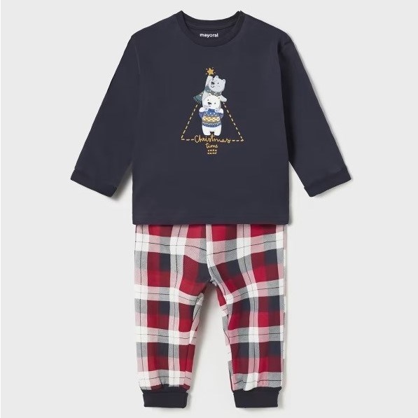 Mayoral Kışlık Erkek Bebek Çantalı Pijama Takımı Kırmızı