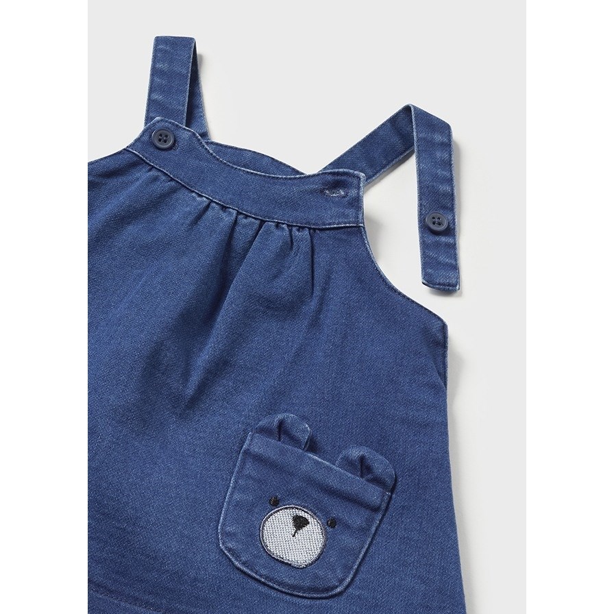 Mayoral Kışlık Kız Bebek S-shirt Denim Salopet Set Pembe