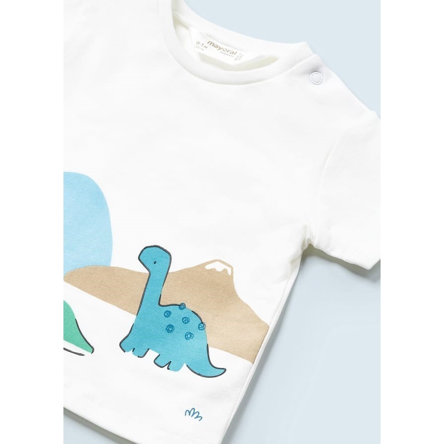 Mayoral Yazlık Erkek Bebek T-shirt Denim Şort Set Beyaz