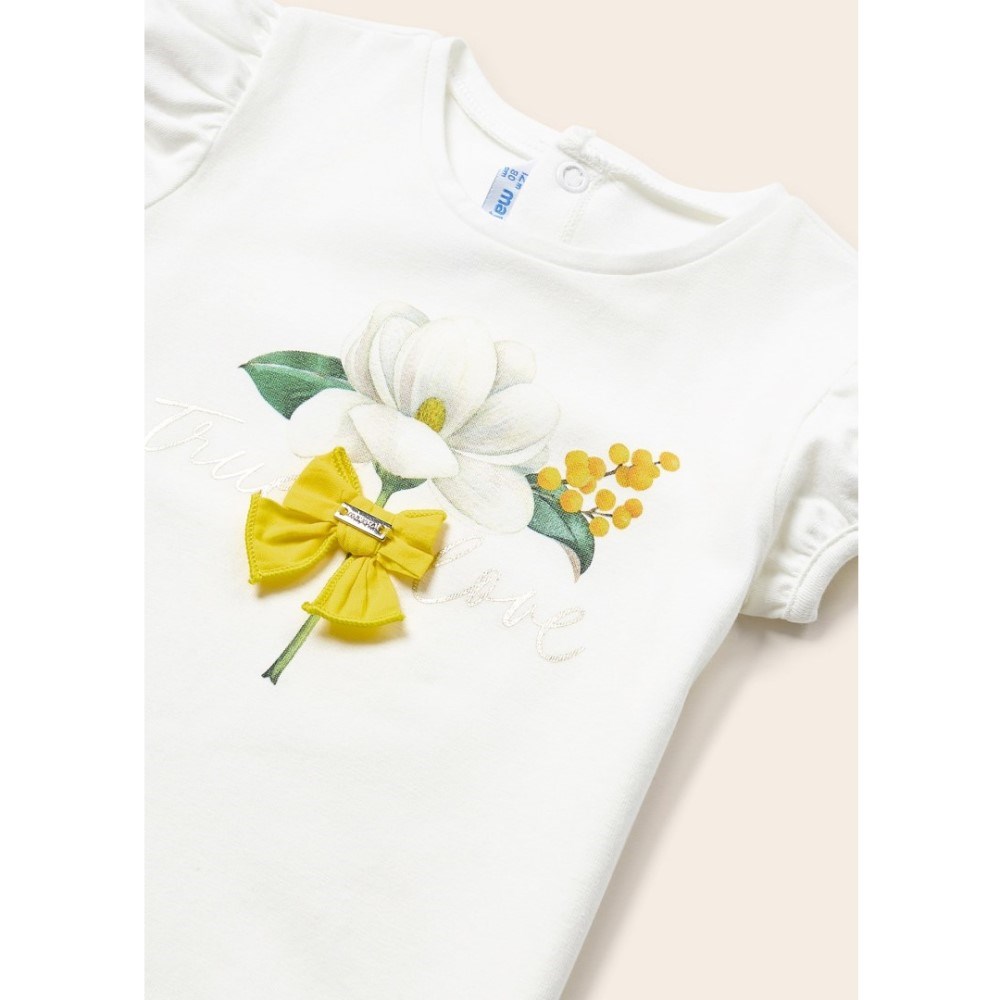 Mayoral Yazlık Kız Bebek T-shirt Şort 2'li Set Krem