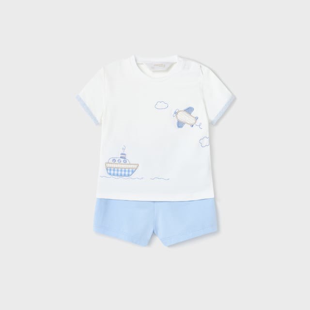 Mayoral Yazlık Erkek Bebek T-shirt Şort 4'lü Set Mavi