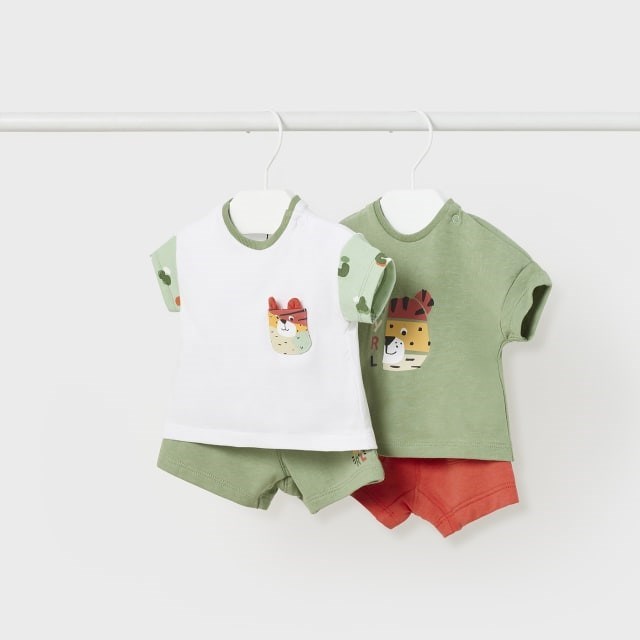 Mayoral Yazlık Erkek Bebek T-shirt Şort 4'lü Set Yeşil