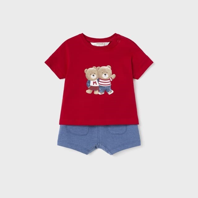 Mayoral Yazlık Erkek Bebek T-shirt Şort 4'lü Set Kırmızı