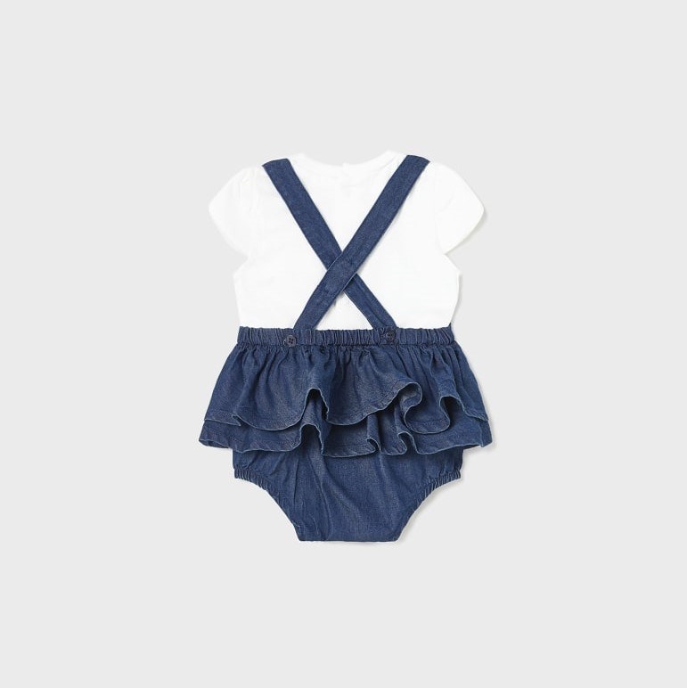 Mayoral Yazlık Kız Bebek Kısa Denim Tulum Set Mavi