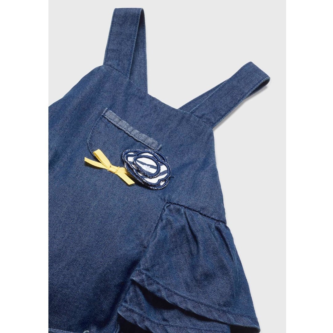 Mayoral Yazlık Kız Bebek Kısa Denim Tulum Set Mavi