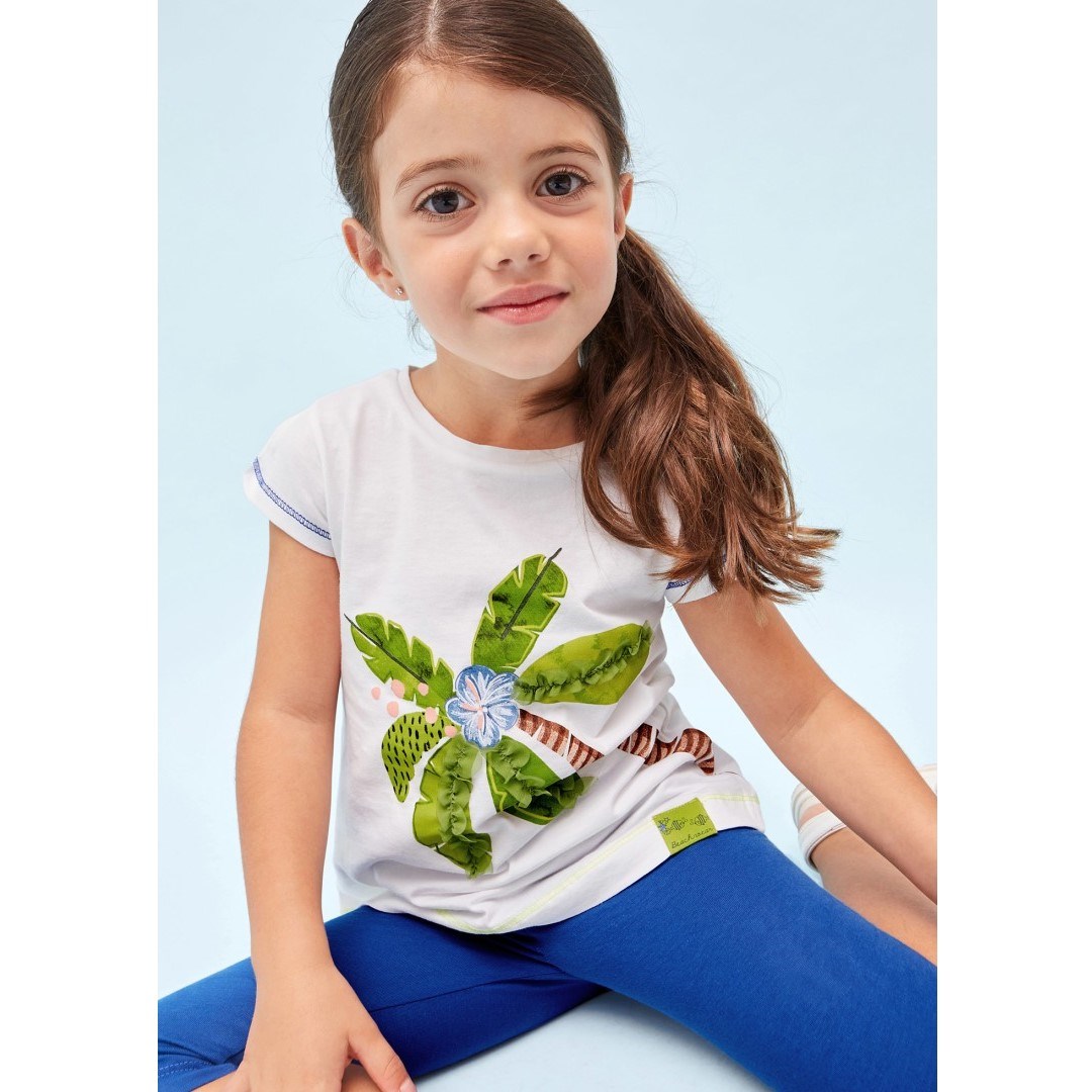 Mayoral Yazlık Kız T-shirt Tayt 3'lü Set Mavi