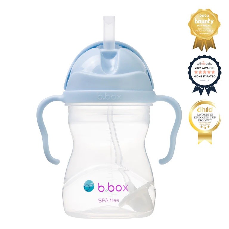 Bbox Tıklama Kilitli Uçlu Damlatmaz Pipetli Alıştırma Bardağıı 240ml +6 Ay Pastel Mavi 