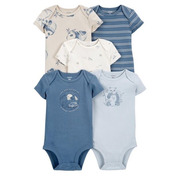 Carters Erkek Bebek Kısa Kollu Body 5'li Paket Mavi