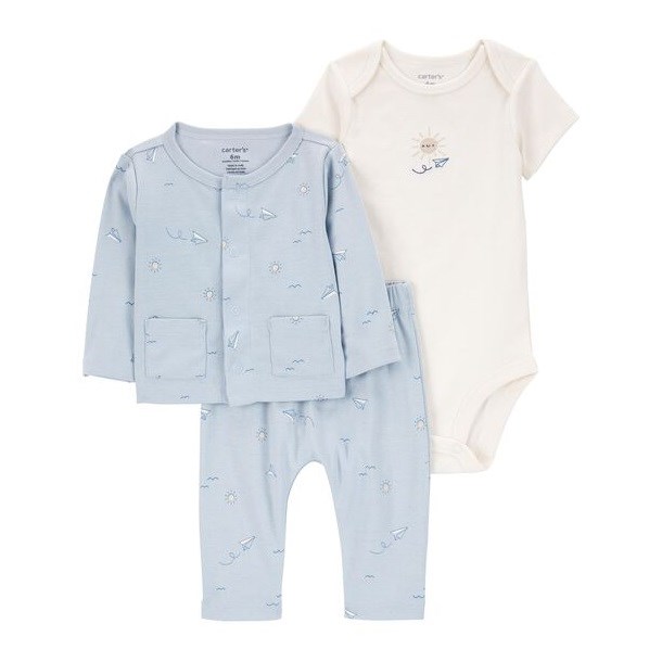 Carters Kışlık Erkek Bebek 3'lü Eşofman Set Mavi