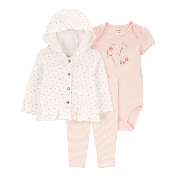 Carters Kışlık Kız Bebek 3'lü Eşofman Set Pembe