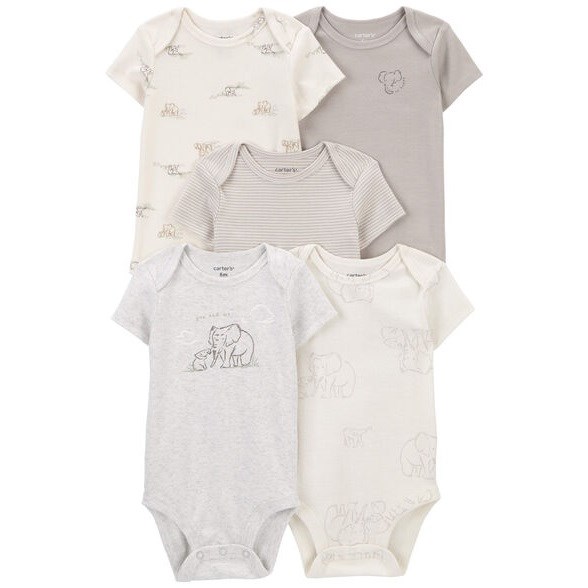 Carters Bebek Body Set Kısa Kollu 5'li Paket Gri