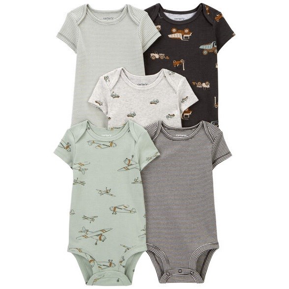 Carters Erkek Bebek Body Set Kısa Kollu 5'li Paket Yeşil