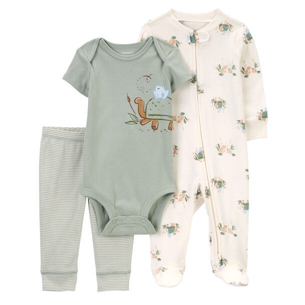 Carters Kışlık Erkek Bebek Tulum Body Pantolon Set 3'lü Paket Yeşil