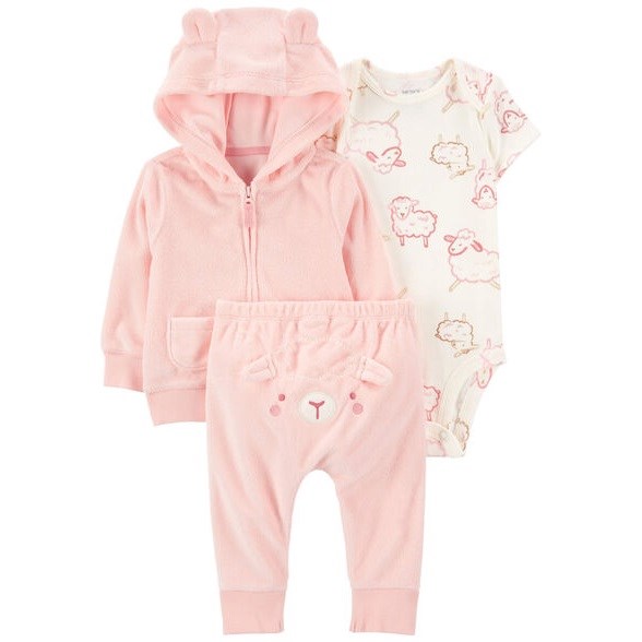 Carters Kışlık Kız Bebek 3'lü Eşofman Set Pembe