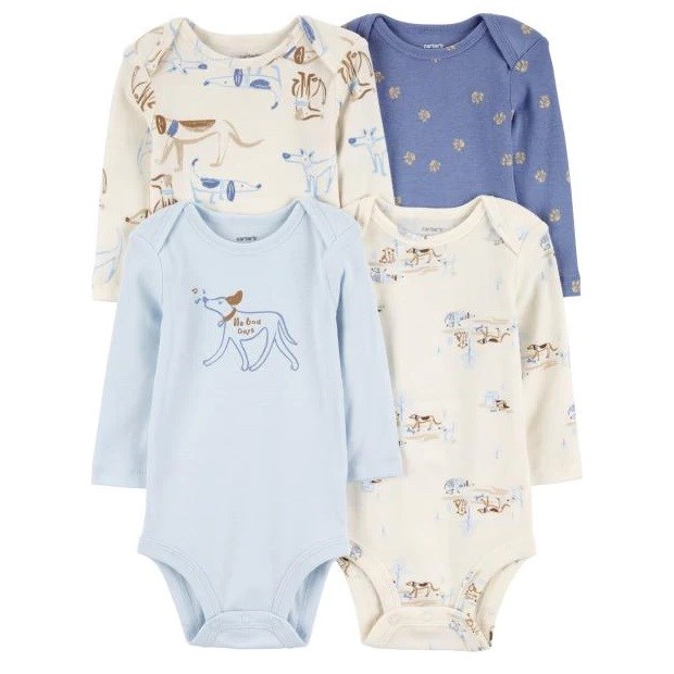 Carters Kışlık Erkek Bebek Uzun Kollu Body Set 4'lü Paket Mavi