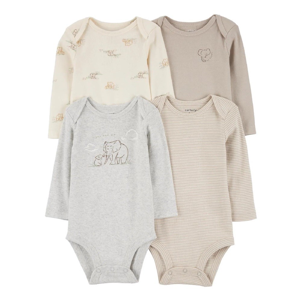 Carters Kışlık Bebek Uzun Kollu Body Set 4'lü Paket Gri