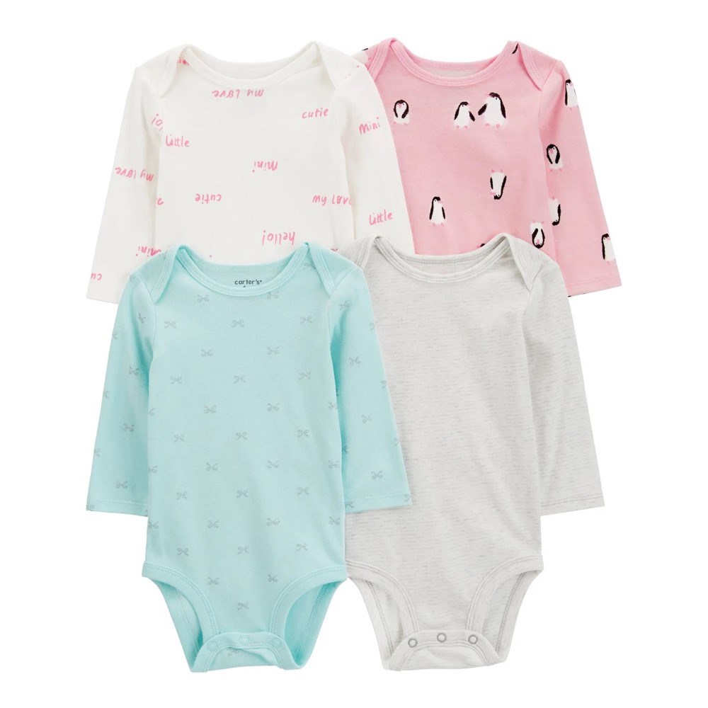 Carter’s Layette Kız Bebek Uzun Kollu Body 4'lü Set Pembe