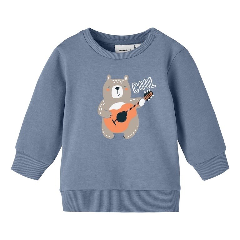 Name It Kışlık Erkek Bebek Organik Pamuklu Sweat-shirt Mavi