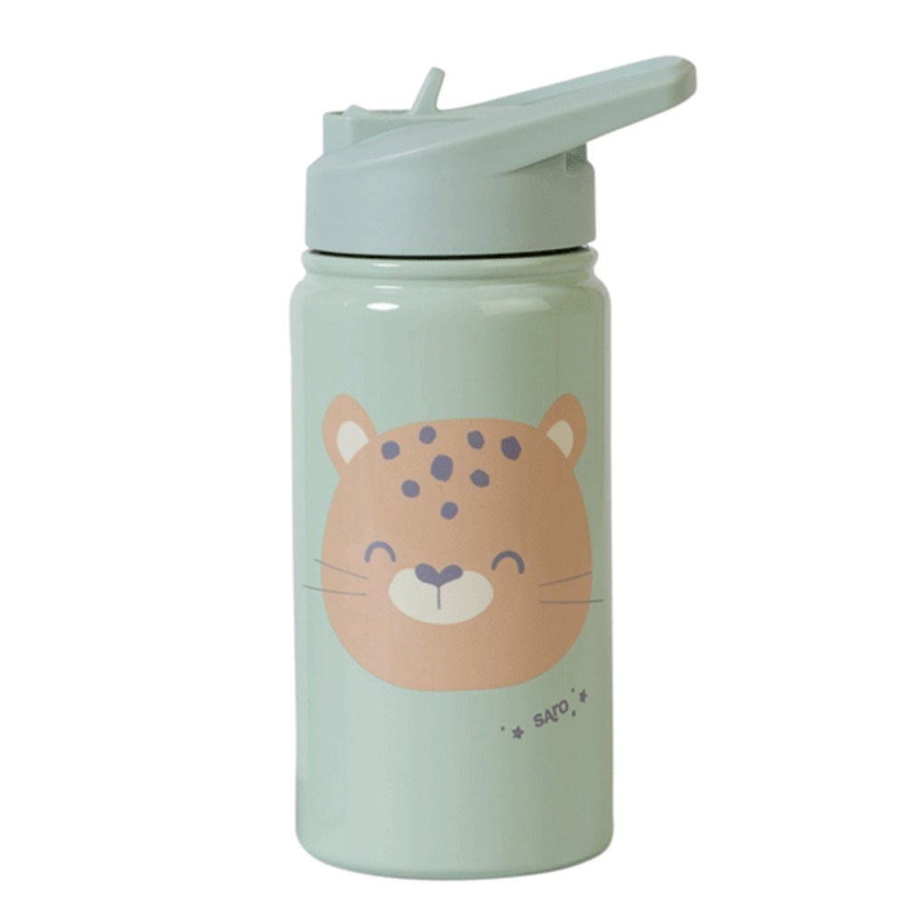 Saro Paslanmaz Çelik Pipetli Matara 350 ml - Jungle Cheetah 