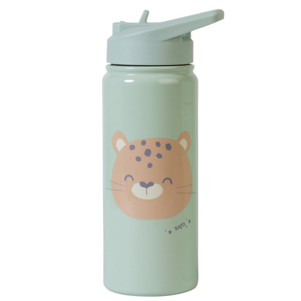 Saro Paslanmaz Çelik Pipetli Matara 500 ml - Jungle Cheeath 