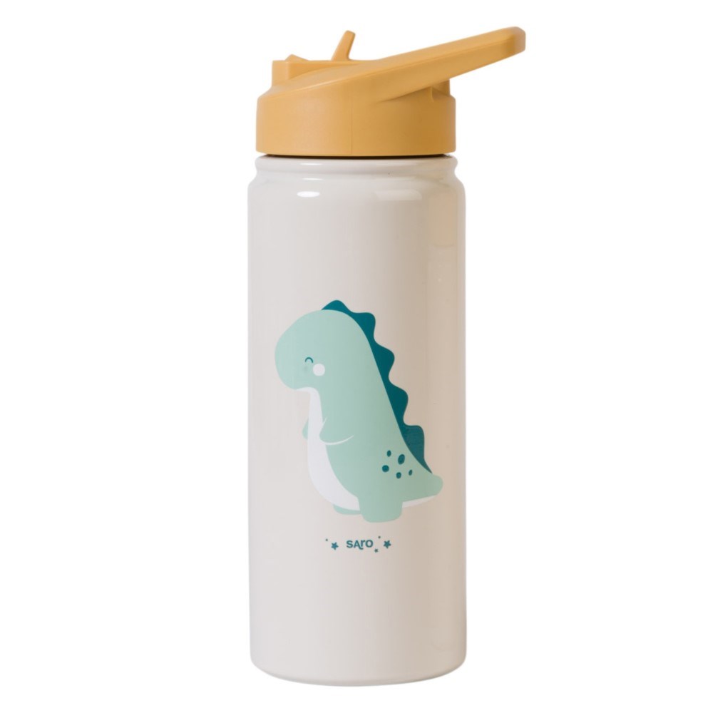 Saro Paslanmaz Çelik Pipetli Matara 500 ml - Happy Dino 